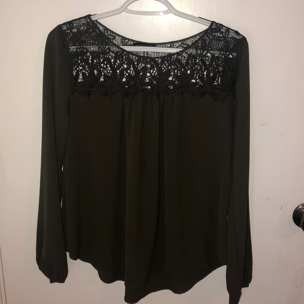 Cute Army Green Long Sleeve Top